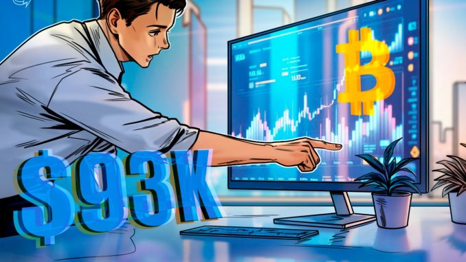 Bitcoin traders turn to $93K yearly open as BTC price Bitcoin traders turn to $93K yearly open as BTC price hits 6-week high