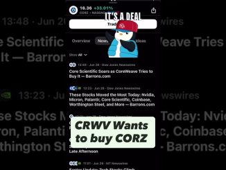 CORZ flies off news of CRWV interest in acquiring the BTC Miner. #crypto #btc #stonks #ai #hpc