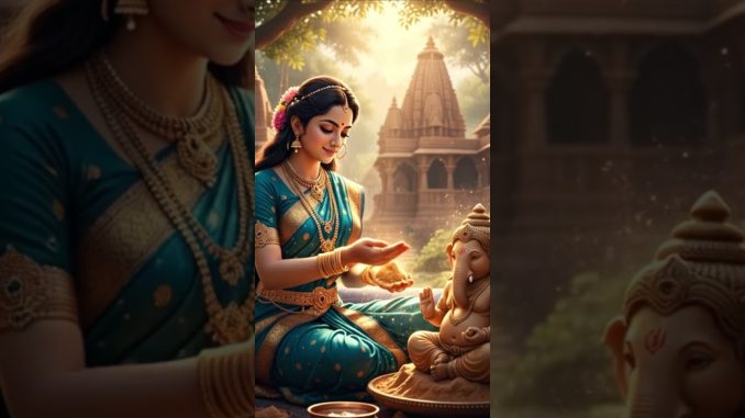 Lord Ganesha – The Light That Guides Us 🙏✨ | Divine AI Story | Ganpati Bappa Morya 🌸