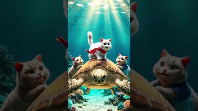 Papa Cat Guides the Family Through the Deep Sea Tunnel 🌊🐱 | AI Underwater Adventure #catadventures