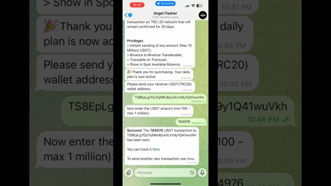 Flash USDT Sender Telegram Bot #flashusdt #crypto #usdt #cryptocurrency #cryptonews